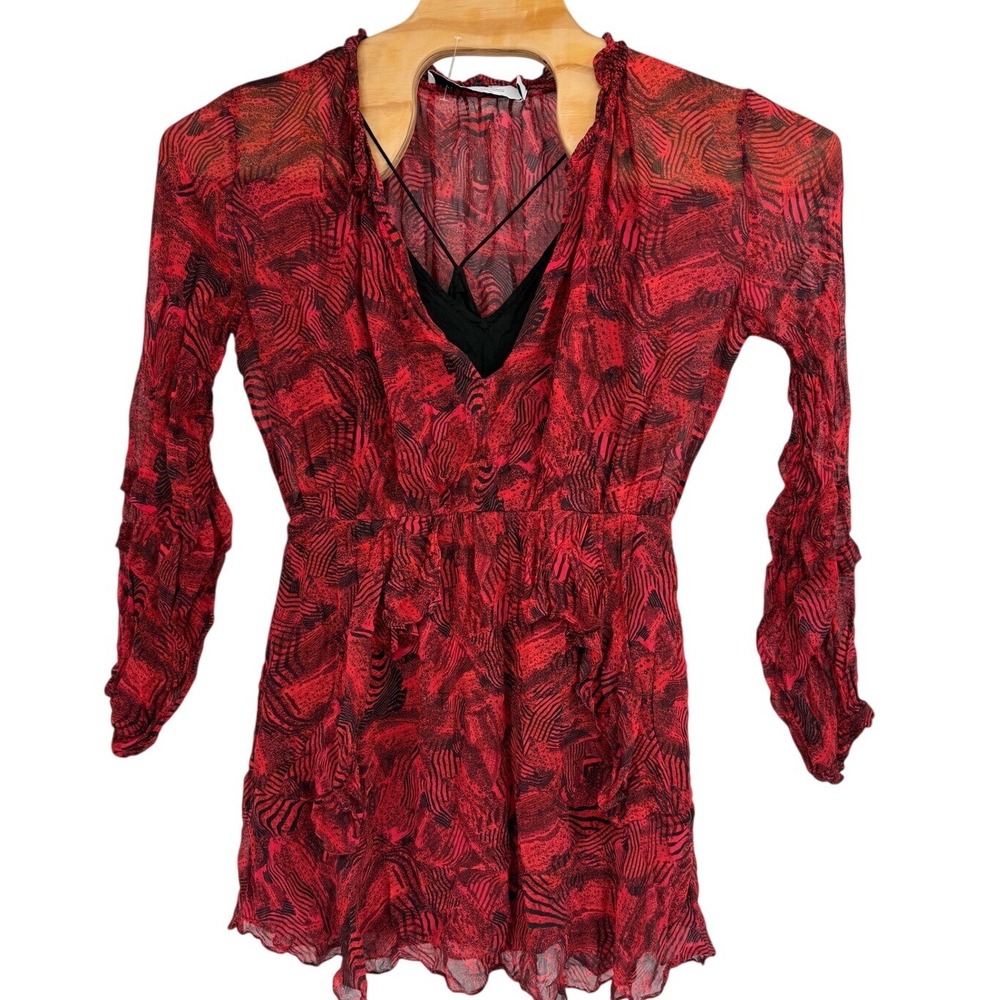 IRO Prime Ruffled Printed Georgette Mini Dress Size 36/US 4